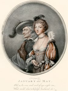 Una ilustración que representa al viejo esposo y su joven esposa del 
